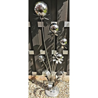 Jürgen Bocker - Gartenambiente Gartenstecker Blume Barcelona Edelstahl matt 165 cm mit Kugel + Standfuß Dekoration silberfarben