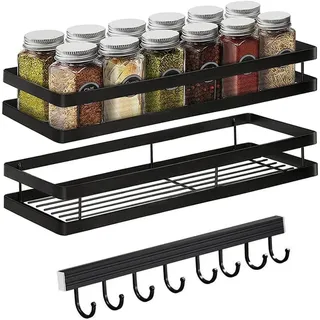 Gewürzregal Wand Ohne Bohren 2er Set Küchenreling Hängend Edelstahl 35 X 12 X