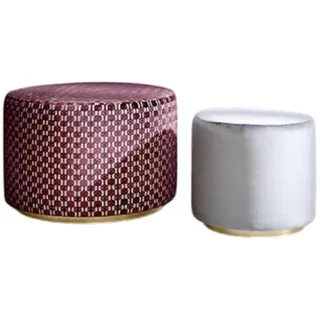 Xlmoebel Hocker Gepolsterter Samthocker und Sitzbank in rundem Design aus Holz (2 St., Set 2tlg Hocker), Hergestellt in Europa rot