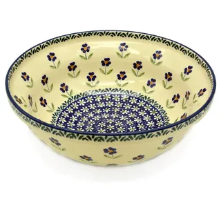 Bunzlauer Keramik Salatschale 24 cm Dekor Angelika, Handgemacht, Blumig (Flowery), Klassisch, Mikrowellenfest, Spülmaschinenfest