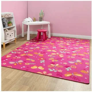 Steffensmeier Kinderteppich Sophia, Rechteckig, Schmetterlinge, Kinderzimmer rosa Rechteckig | 140 cm x 200 cm