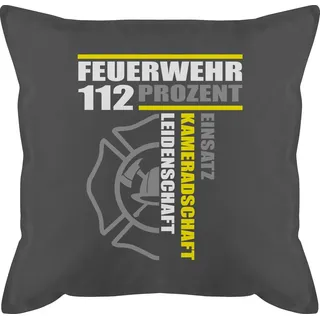 Shirtracer Dekokissen Feuerwehr 112 Prozent Einsatz Kameradschaft Leidenschaft I Freiwillige, Feuerwehr grau
