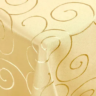 DecoHomeTextil Kringel Tischdecke, Quadratisch 130 x 130 cm Gelb, schwere Qualtität, glänzend, Damast Tafeldecke