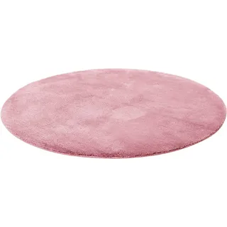 Wecon home Basics Badematte Joris, Höhe 20 mm, rutschhemmend beschichtet, strapazierfähig, Polyester, rund, waschbar, viele Größen, Badezimmerteppich, uni rosa rund | Ø 90 cm x 20 mm