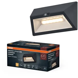Osram Außenwandleuchte Kunststoff 92,0 cm inkl. Bewegungs- und Dämmerungssensor Grau