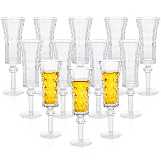 Soopiiso Cordial Gläser mit Stiel, 1.5oz/45ml, Sherry Gläser Set von 12, Limoncello Gläser für Tequila, Schnapsgläser Set mit Stiel