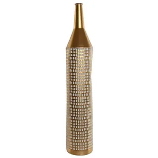 Bigbuy Dekovase Vase SanLov Weiß Gold Metall Moderne 14,5 X 14,5 X 82 cm