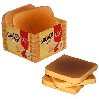 Tannner Kaufladen fünf goldbraune Toast - Scheiben aus  Holz