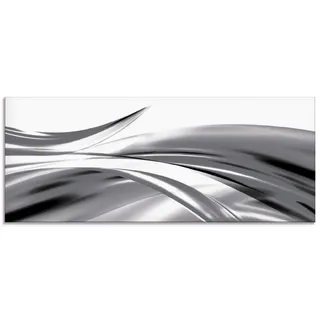 ARTland Wanddeko Glasbilder Wandbild Glas Bild einteilig 125x50 cm Querformat Moderne Kunst Abstrakt Modern Rauch Welle Grau S7KX