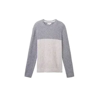 Tailor Herren Rundhals Pullover NEP STRUCTURED Regular Fit Grau Melange Neps Colorblock 34432 3XL