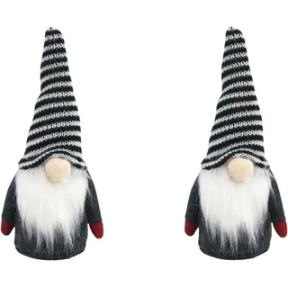 hausleben Wichtel 2er Set Weihnachtswichteln Dekofiguren – 20 cm skandinavisch (2er-Set, 2 St., 2-teiliges Weihnachtswichtel-Set), mit Strickmütze & Bart – Grau/Weiß/Rot grau
