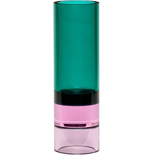 Hübsch Interior - Kristall Teelichthalter / Vase, grün / pink