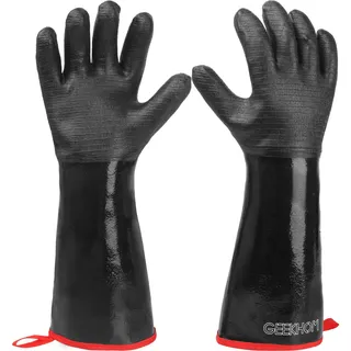 GEEKHOM 45CM Grillhandschuhe Hitzebeständig Extra Lang, Grill Zubehör Feuerfeste Handschuhe Bis 500°C, Ofenhandschuhe Topfhandschuhe Backhandschuh Topflappen Handschuh Für, Kochen, Backen& Grillen