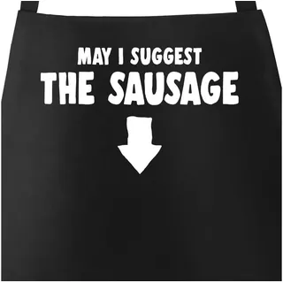 MoonWorks Grillschürze Grill-Schürze für Männer mit Spruch May I suggest the Sausage lustig Baumwoll-Schürze Küchenschürze Moonworks®, mit kreativem Aufdruck schwarz