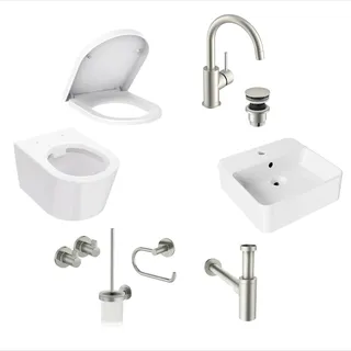 Lenz Gästebad-Set 8-teilig Silber/Weiß