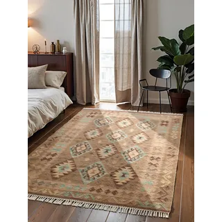 Hanse Home Afghan Kelim Teppich Dune - Bunter Traditioneller Teppich Handgewebt, Wolle & Baumwolle - Afghanischer Stil Oriental mit Fransen für Wohnzimmer, Schlafzimmer - Beige Multi, 200x290 cm