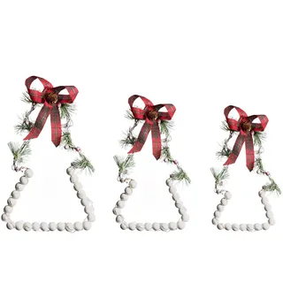 Beliani 3er-Set LED KYVESI Weihnachtsbaum 20/25/30 cm Weiß