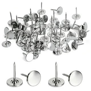 LiangSanXin 200 STK Silberne Reißzwecken 10,5mm für Korktafeln Wandkarten | Edelstahl thumbtacks stainless mit flachem Kopf, dekorative Pinnwandnadeln für Korktafeln, Wandkarten und Tafeln
