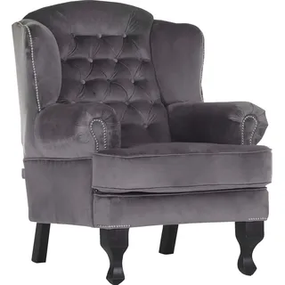 GUTMANN FACTORY Ohrensessel New Barock Polyester 87 x 107 x 96 cm Grau