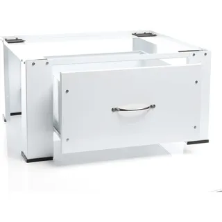 Wiltec Untergestell für Waschmaschinen max. 150 kg, Waschmaschinensockel mit Schublade, Stahl
