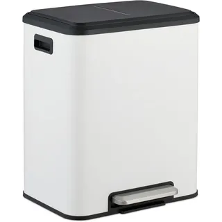 Relaxdays Mülleimer 2 x 15 l Weiß