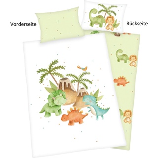 Babybettwäsche BABY BEST "Dinos" Bettwäsche Gr. B/L: 100 cm x 135 cm (1 St.), B/L: 60 cm x 40 cm (1 St.), Renforcé, bunt Bettwäsche nach Material mit liebevollem Motiv