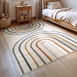 HANSE HOME Kinderteppich HANSE HOME "Double Rainbow", beige (creme, multifarben), B:160cm H:8mm L:235cm, Polypropylen, Teppiche, Kinderteppich, Spielteppich, fest, Kinderzimmer, Kurzflor, Spielunterlage