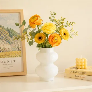 JSPYFITS Ins Moderne Vasen, Hydroponische Glasblumenvase, Tulpenvase Glasblasenvase für Blumen, Doppelte Kugeln Farbige Glasvase für Dekoration, Geometrische Glasvase für Haus/Büro/Party(Weiß)