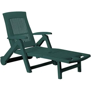 CASARIA® Sonnenliege Zircone Kunststoff Rollen verstellbare Rückenlehne klappbar Gartenliege Rollliege Liegestuhl , Farbe:grün