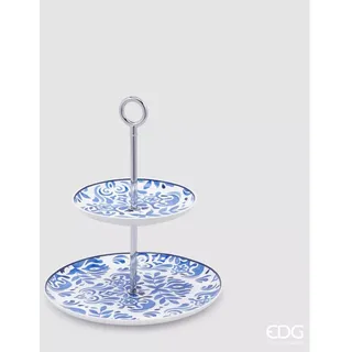enzo de gasperi Schmuck Etagere Etagere - Präsentierteller Serie Capri - Porzellan weiß, blau bemalt