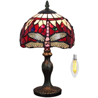Kinbolas 8 "Tischlampe Tiffany-Stil Buntglas Lampenschirme Vintage Schreibtischlampe Kleine Nachttischlampe Schlafzimmer Wohnzimmer Büro Lesen Antik Art Deco(Color:J-4)
