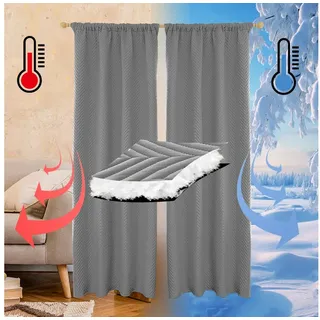 LMaxhome Vorhang Verdunkelungsvorhang Gesteppt Thermovorhang Türvorhang für Wohnzimmer, (1/2 St) 370g/m2, Wärmeschutz 100% Blickdicht Kälteschutz Schlafzimmer grau 140 cm x 260 cm