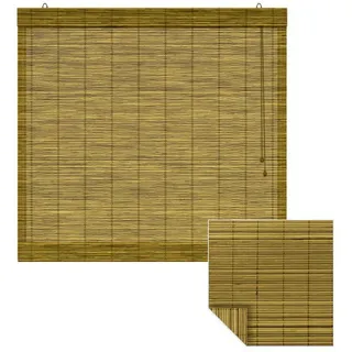 Victoria M. Raffrollo Bambus-Raffrollo, 50 x 130 cm, braun, mit Hakenaufhängung, ohne Bohren, freihängend, zum Schrauben, Bambus braun 50 cm x 130 cm