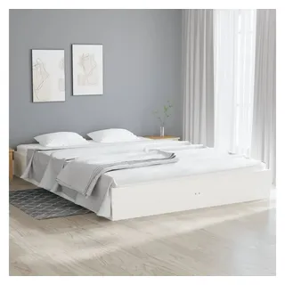 furnicato Bettgestell Modernes Holzbett 180 x 200 cm in Weiß (1-tlg), Stabiles Bettgestell aus Kiefernholz mit belastbaren Sperrholzlatten weiß 182.5 cm x 203 cm x 23 cm