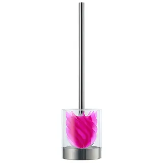 LOOMAID WC-Bürste Silikonkopf Edelstahl/pink mit Bürstenhalter transparent/Edelstahl