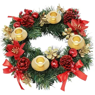 Adventskranz,Adventskranz Künstlich,Künstlicher Adventskranz,Weihnachtsdeko,Adventskranz Deko,Weihnachtskranz Kerzenhalter,Adventskranz Kerzenhalter,Adventskranz Modern,Weihnachtskranz Tisch (A-017)