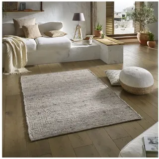 Taracarpet Malmoe Handwebteppich 70 x 130 cm Hellgrau meliert