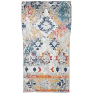 Mazovia Läufer Läufer Flurläufer Boho Teppichläufer 100 cm Breit, 100 x 275 cm, Kurzflor, Meterware, Höhe 9 mm bunt|grau 100 x 275 cm