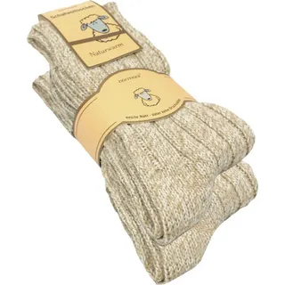 normani Thermosocken 2 Paar Norwegersocken aus Schafwolle (2 Paar) natürlich warm beige 39-42