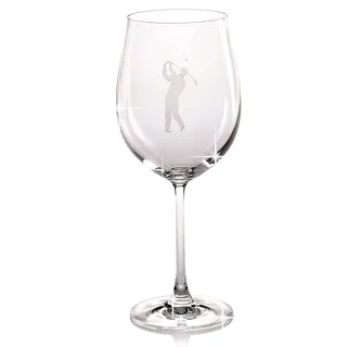 Design Golf Glas XXL mit Gravur, Cocktail Glas, Weinglas Mann beim Golfspiel