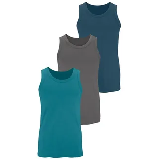 H.I.S. H.I.S Tanktop, Unterziehshirt, Unterhemd für Herren (3er-Pack) unifarben, Rundhalsausschnitt, aus Baumwolle bunt|grau 5 (M)