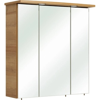 Spiegelschrank PELIPAL "Quickset 919" Schränke Gr. B/H/T: 65 cm x 72 cm x 20 cm, 3 St., braun (riviera eiche quer nachbildung) Bad-Spiegelschränke