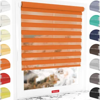 Schuette® Rollo ohne Bohren & mit Bohren 2in1 ● Tag & Nacht Doppelrollo Kollektion: Sweet Orange (Orange) ● 70 x 230 cm (Breite x Höhe) ● Suprafix Klemmrollo = Klemmfix 2.0 ● 60s Montage mit Video