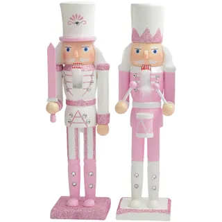 COSORO 30cm Weihnachten Nussknacker Figuren,Holz Nussknacker Soldate,2 STK | Soldat Figur,Traditionelle Weihnachten Nussknacker Figurine Deko aus Kiefernholz,Zuhause & Drinnen Weihnachtsdekoration,Rosa