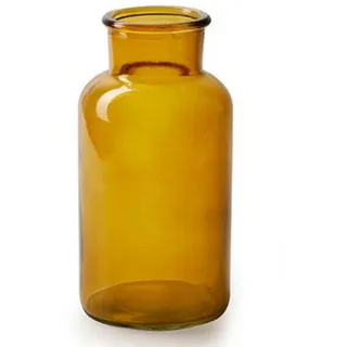 Annimuck Dekovase Bottle Glas Vase * Braxton * H16,5 D8 cm in ocker / senf (1 St)
