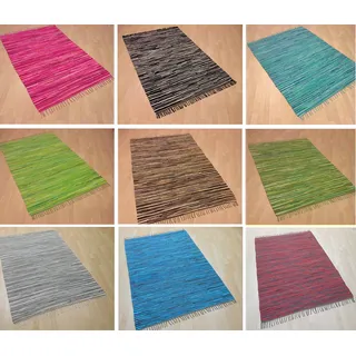 MB Warenhandel24 Handwebteppich Fleckerlteppich gestreift 100% Baumwolle Handweb Teppich Fleckerl Waschbar NEU (Ocean gestreift, ca. 120x180 cm)