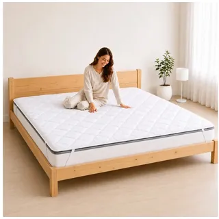 Matratzenschoner Matratzentopper Mikrofaser - Waschbare Komfort Matratzenauflage KNERST, OEKO-TEX Matratzenschoner 200x200 cm mit Eckgummis - Pflegeleicht 95°C 200 cm x 200 cm