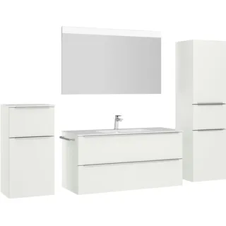 nobilia® Badmöbel-Set Levere, (4-St., vormontiert, mit Soft-Close), inkl. Spiegel mit Touch-Sensor, in vier Breiten weiß 230 cm x 169 cm x 48,7 cm