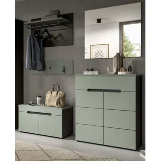 Inn.Furn Garderoben-Set Cooper, (Flurgarderobe in Salbei Grün und Basalt Grau, Set 5-teilig, ca. 170 x 190 cm), mit Soft-Close-Funktion grün