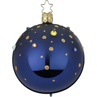 INGE-GLAS® Weihnachtsbaumkugel Funkelndes Fest, mitternachtblau Ø8cm (1 St), mundgeblasen, handbemalt blau